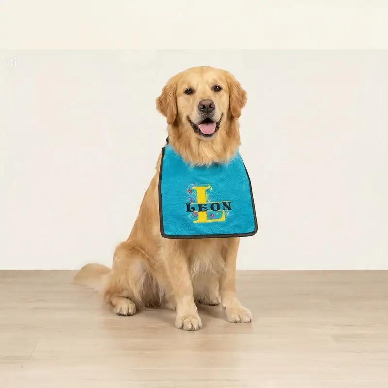 Personalised Dog Bib with Decorative Initial & Name: floral