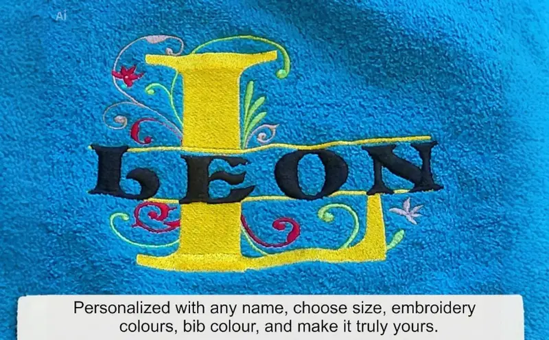 Personalised Dog Bib with Decorative Initial & Name: floral