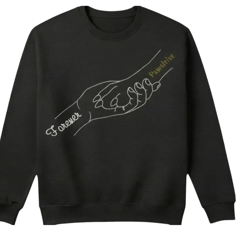 Forever Pawsitive Embroidered Sweatshirt: forever pawsitive drk grey