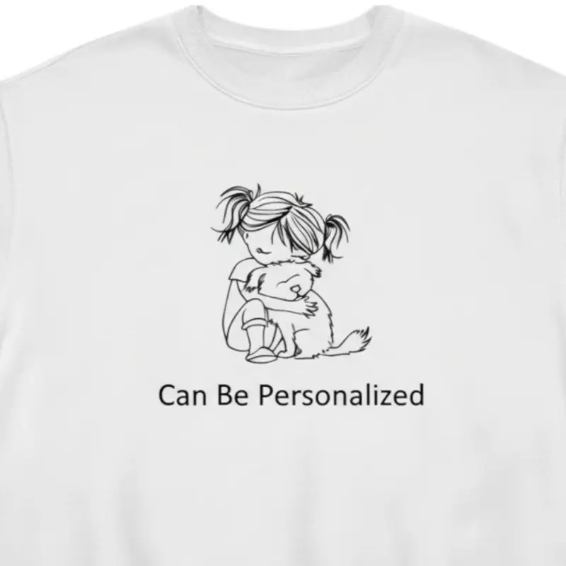 GIRL HUGGING DOG sweatshirt with name