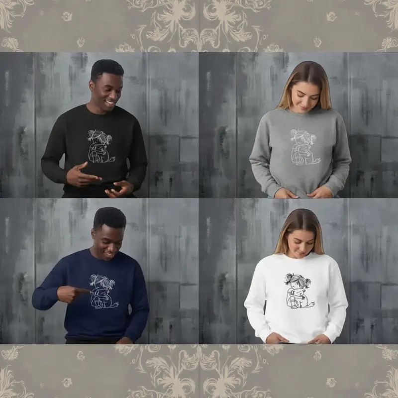 Personalised Girl Hugging Dog Sweatshirt, photo 10
