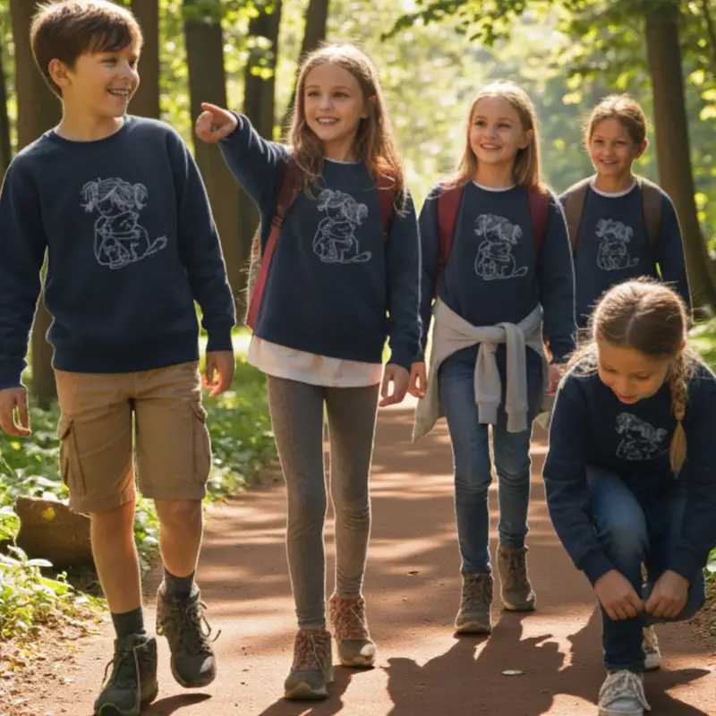 Personalised Girl Hugging Dog Sweatshirt: girl hugging navy blue