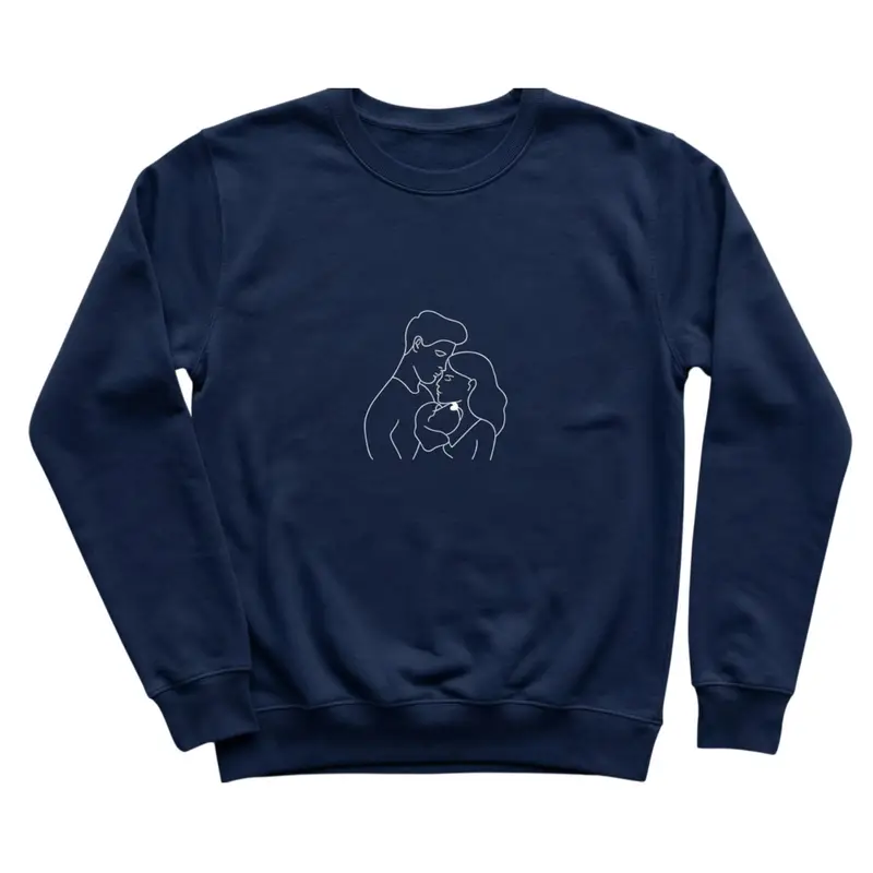 Couple Hugging Dog Sweatshirt: man and woman