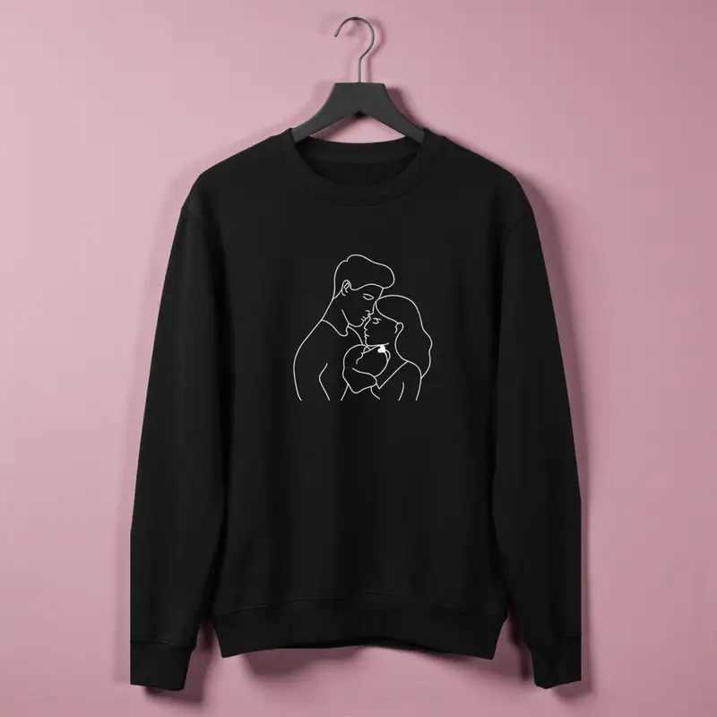Couple Hugging Dog Sweatshirt: man and woman