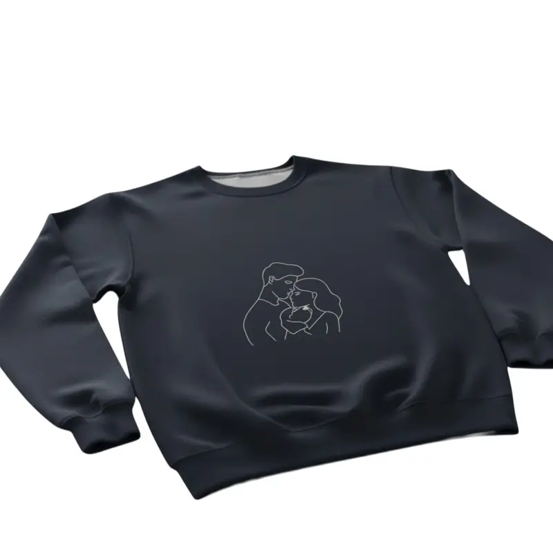Couple Hugging Dog Sweatshirt: man and woman hug navy blue