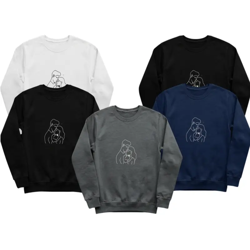 Couple Hugging Dog Sweatshirt: man and woman