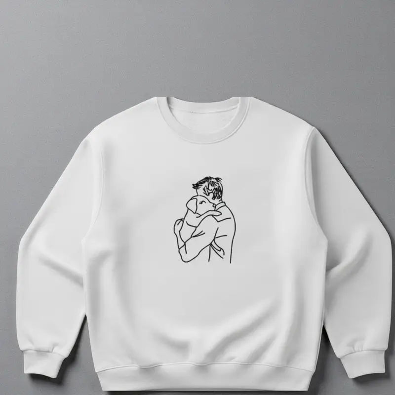 Personalised Dog Lover Sweatshirt: man hugging