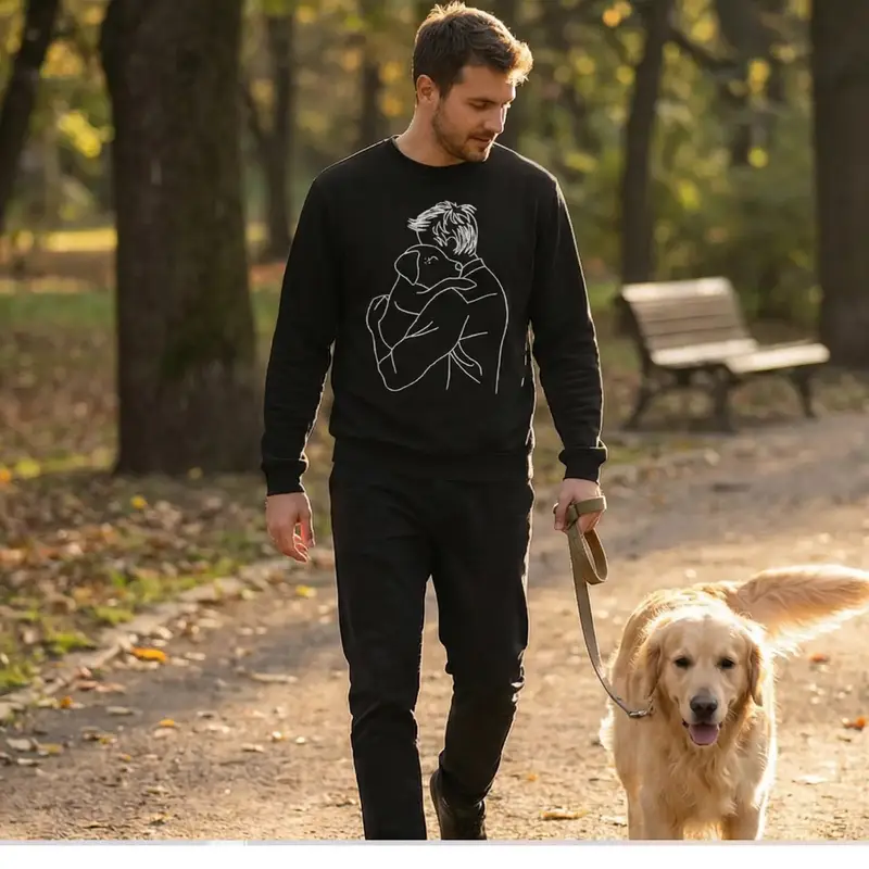 Personalised Dog Lover Sweatshirt: man hugging