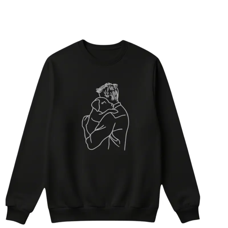 Personalised Dog Lover Sweatshirt: man hugging black