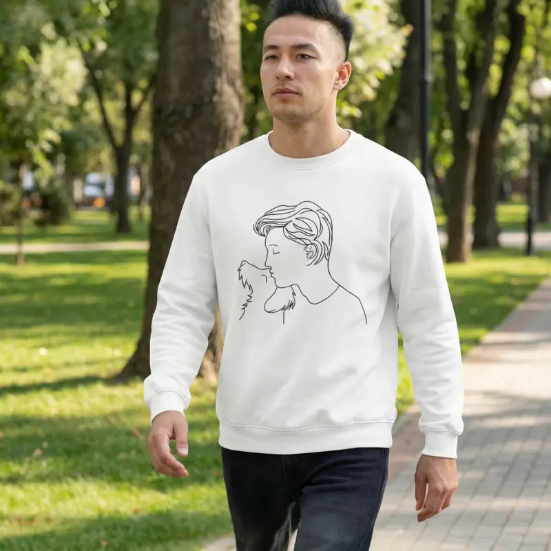 Custom Dog Sweatshirt: man kissing