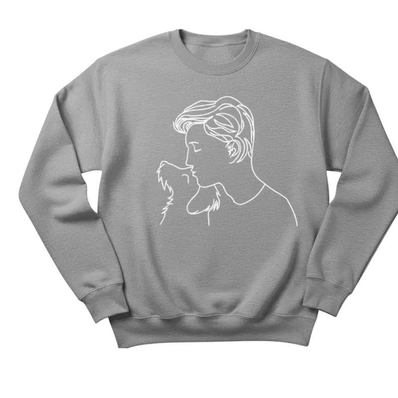 Custom Dog Sweatshirt: man kissing grey