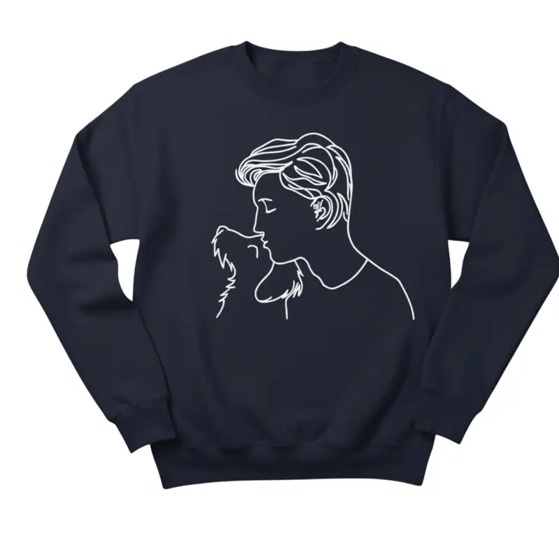 Custom Dog Sweatshirt: man kissing navy