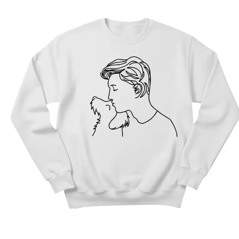 Custom Dog Sweatshirt: man kissing white