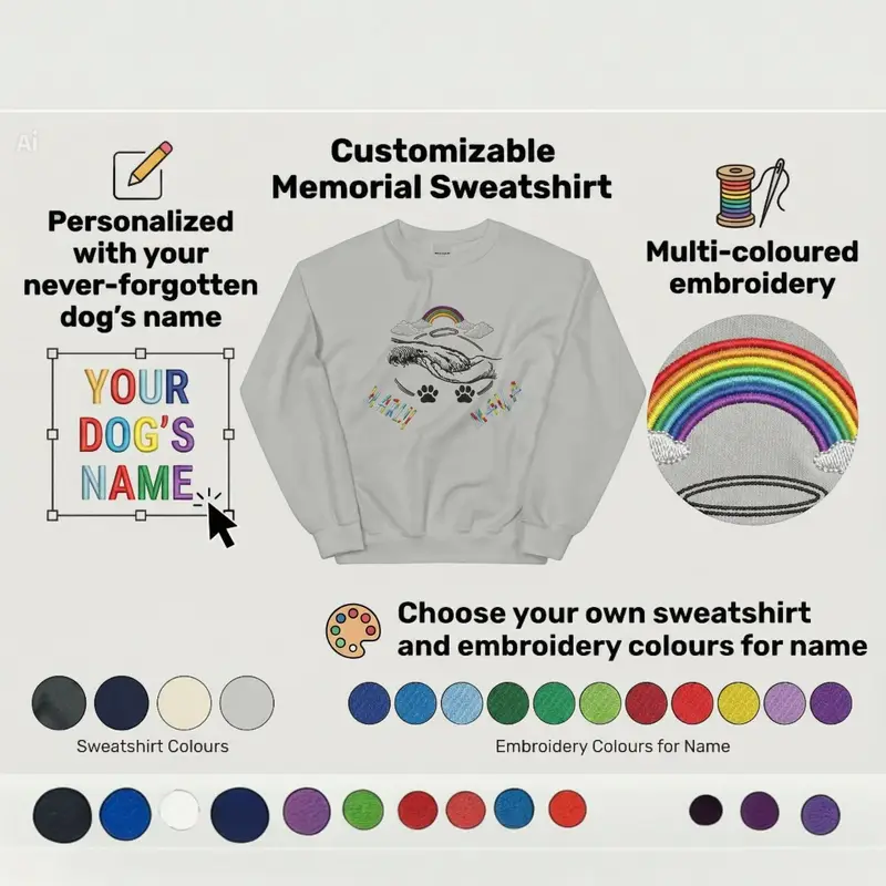 Personalised Dog Memorial Sweatshirt: rainbow