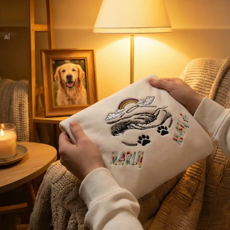Personalised Dog Memorial Sweatshirt: rainbow