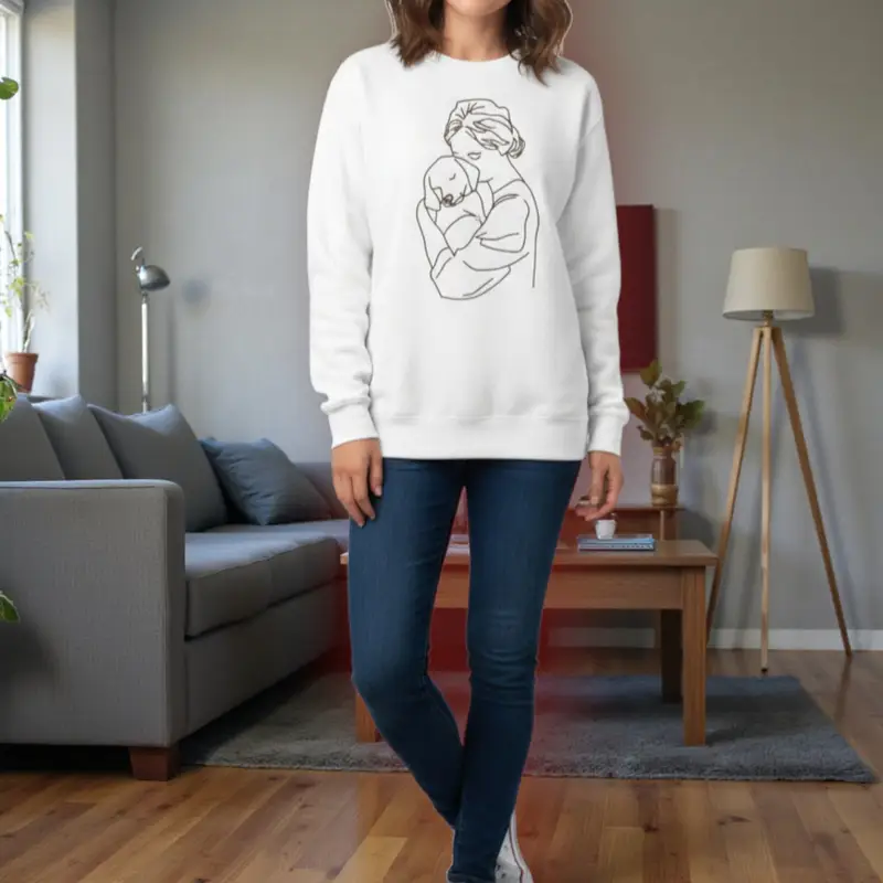 Personalised Dog Mum Sweatshirt: woman hug