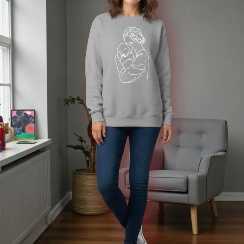 Personalised Dog Mum Sweatshirt: woman hug