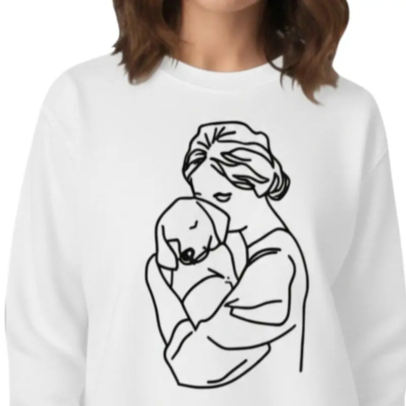 Personalised Dog Mum Sweatshirt: woman hug dark white