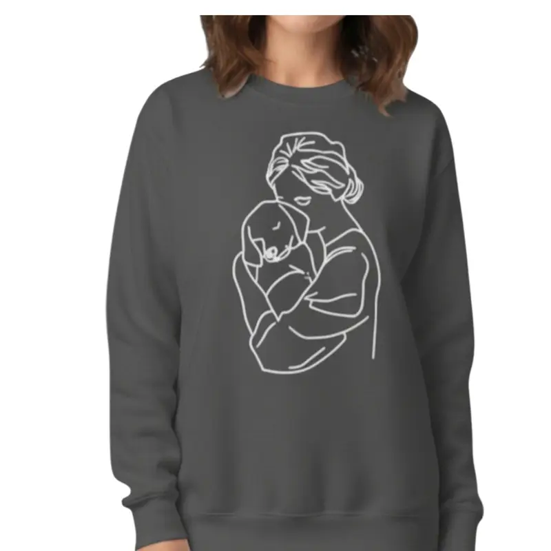 Personalised Dog Mum Sweatshirt: woman hug grey
