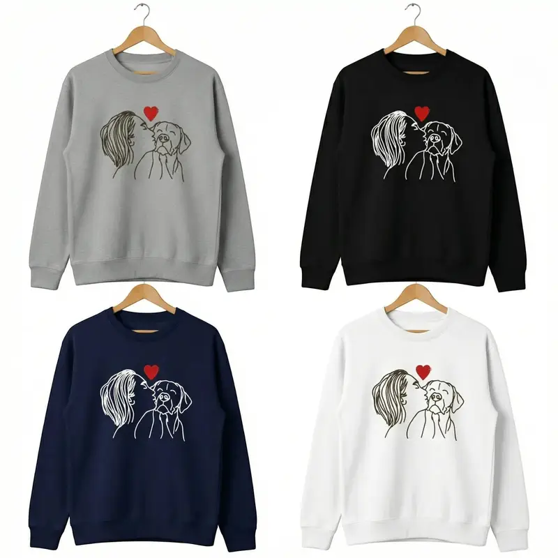 Embroidered Dog Lover Jumper: woman kissing