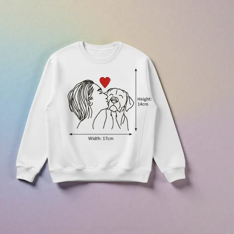 Embroidered Dog Lover Jumper: woman kissing dog