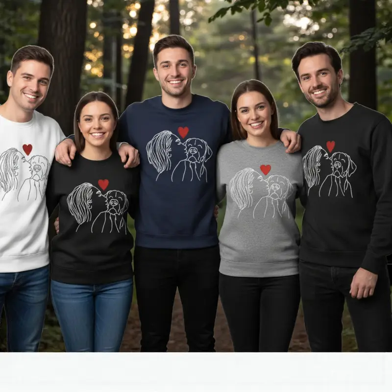 Embroidered Dog Lover Jumper: woman kissing dog asst