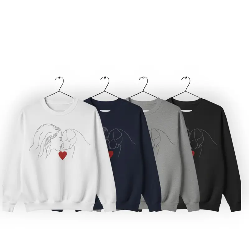 Custom Dog Lover Sweatshirt: woman with dog facing