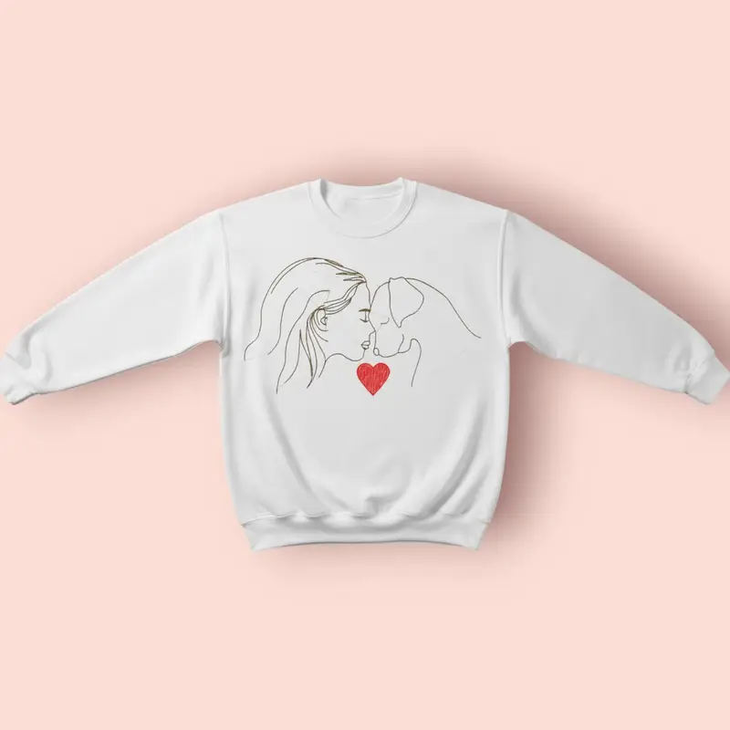 Custom Dog Lover Sweatshirt: woman with dog facing