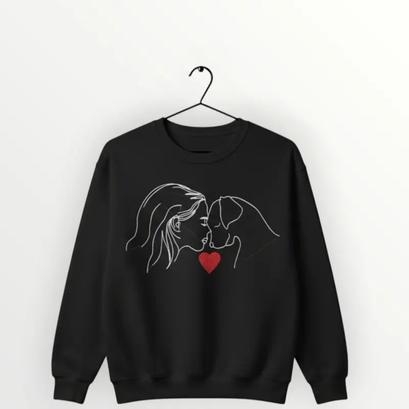 Custom Dog Lover Sweatshirt: woman with dog facing