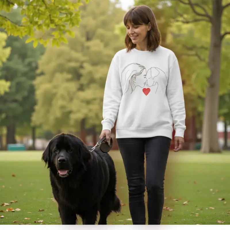 Custom Dog Lover Sweatshirt: woman with dog facing