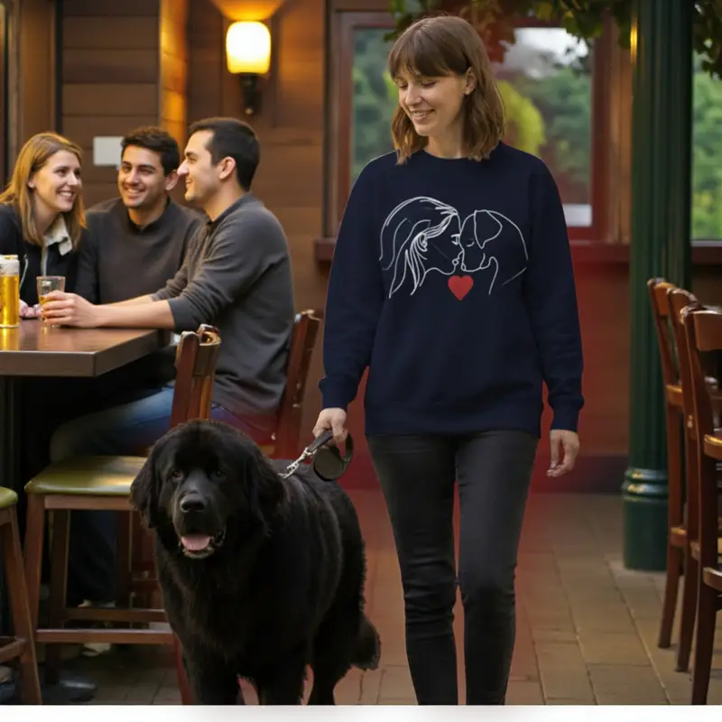 Custom Dog Lover Sweatshirt: woman with dog facing