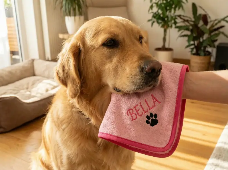 Personalised Dog Towel with Name: amazon pet towel ad