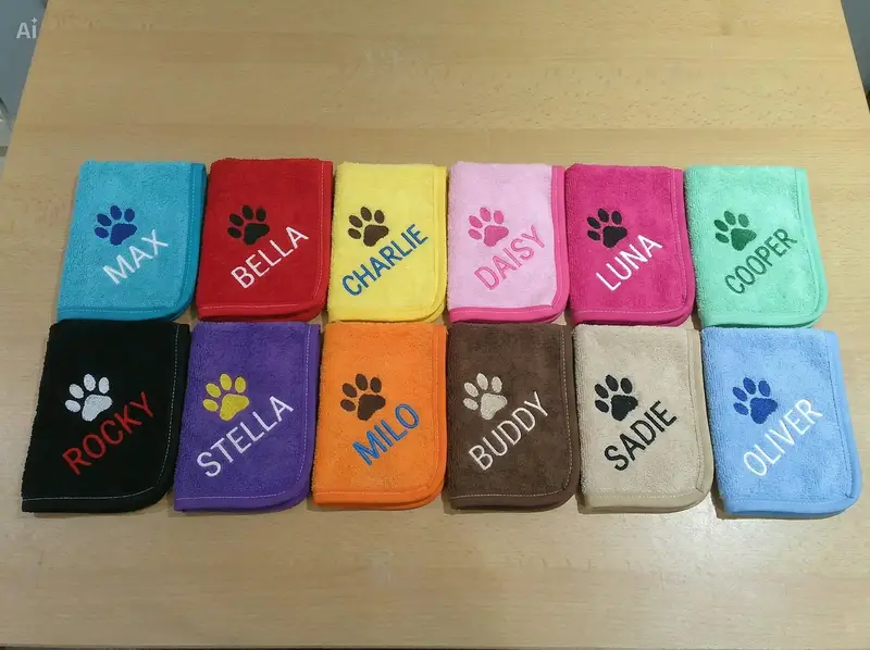 Personalised Dog Towel with Name: amazon pet towel ad2