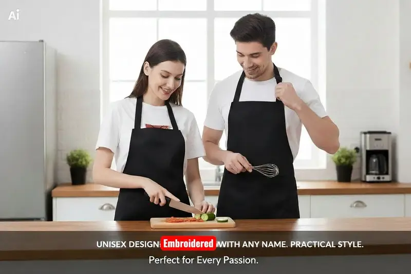 Personalised Black Apron with Custom Name or Message, photo 3