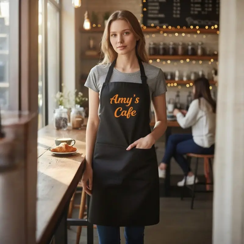 Personalised Black Apron with Custom Name or Message, photo 9