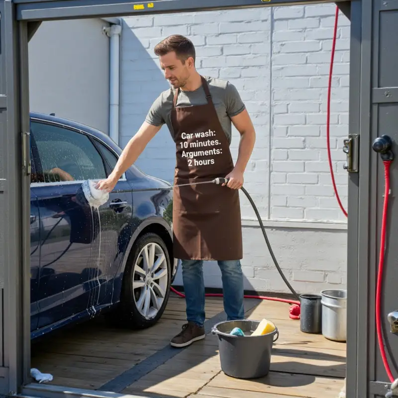 Custom Embroidered Colourful Aprons: brown apron