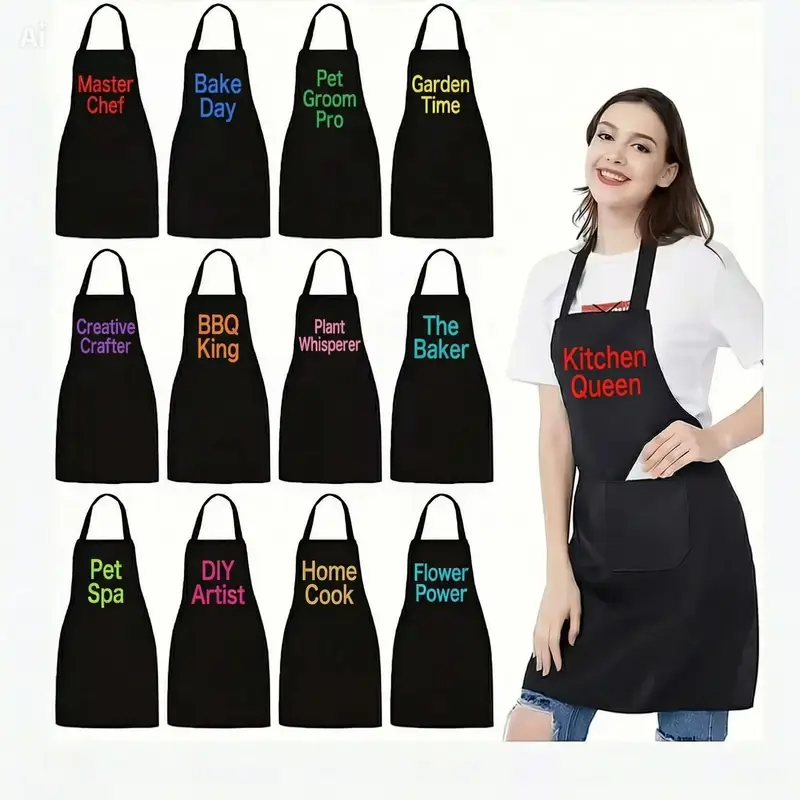 Personalised Black Apron with Custom Name or Message: personalized aprons with phrases