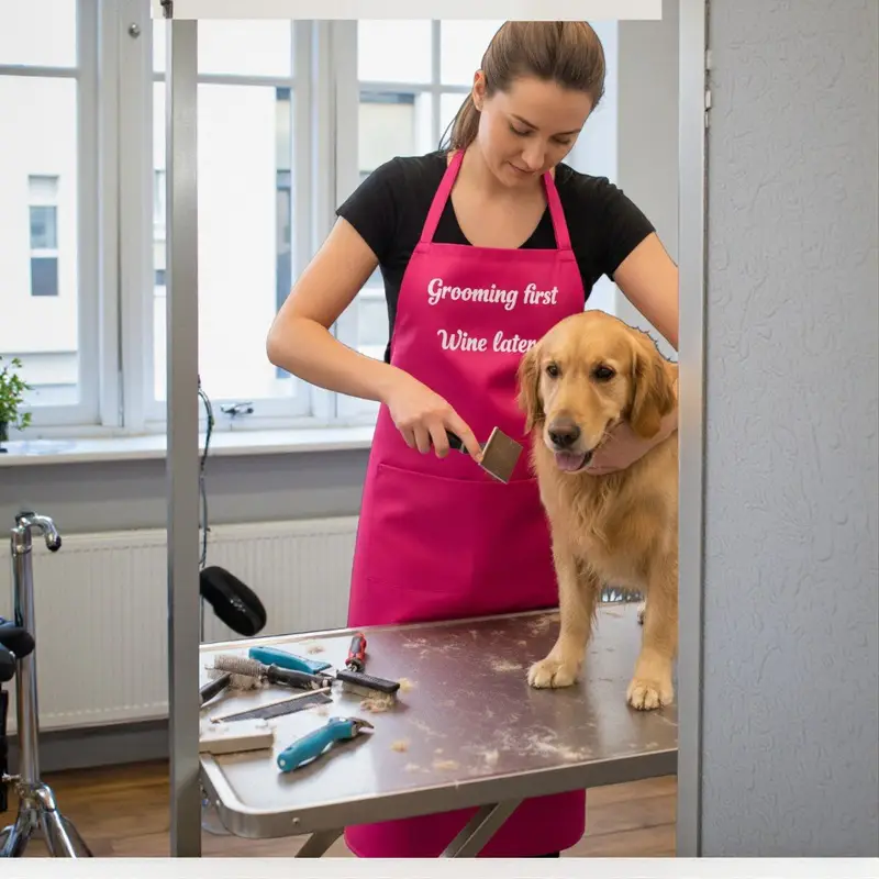 Custom Embroidered Colourful Aprons: pink apron