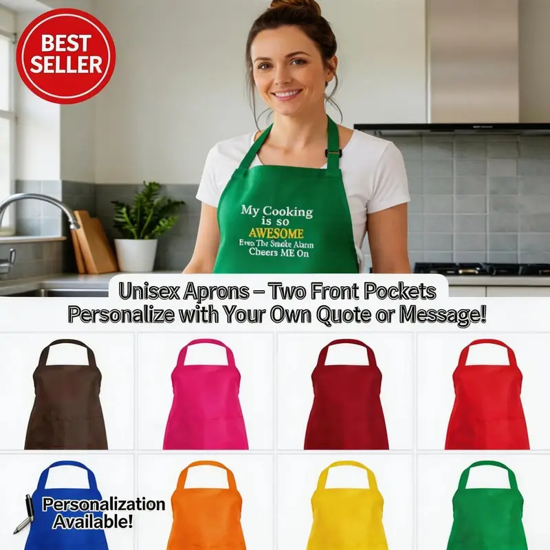 Funny Cooking Apron “My Cooking is So Awesome”: smoke alarm