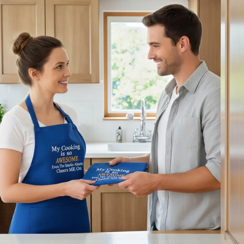 Funny Cooking Apron “My Cooking is So Awesome”: smoke alarm