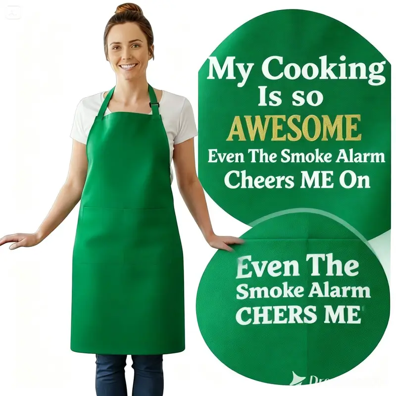 Funny Cooking Apron “My Cooking is So Awesome”: smoke alarm