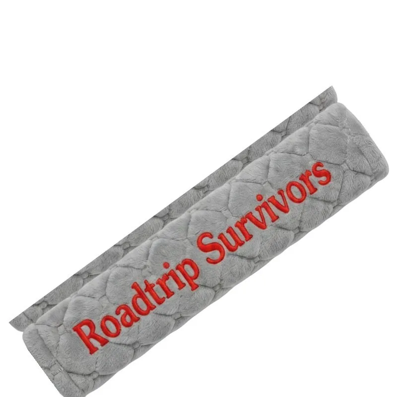 Seat belt cover embroidered with Road Trip Survivors