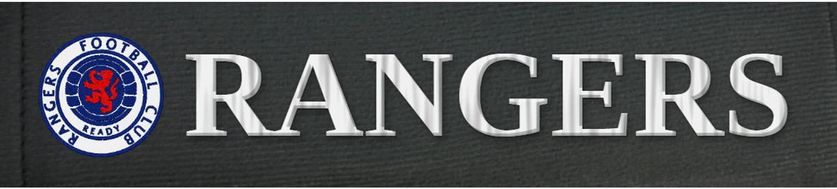 Close-up of the embroidered Rangers badge and name on a seat belt cover