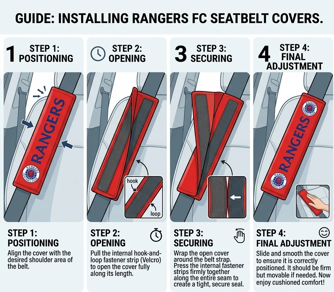 How to fit the Rangers seat belt covers in 4 steps