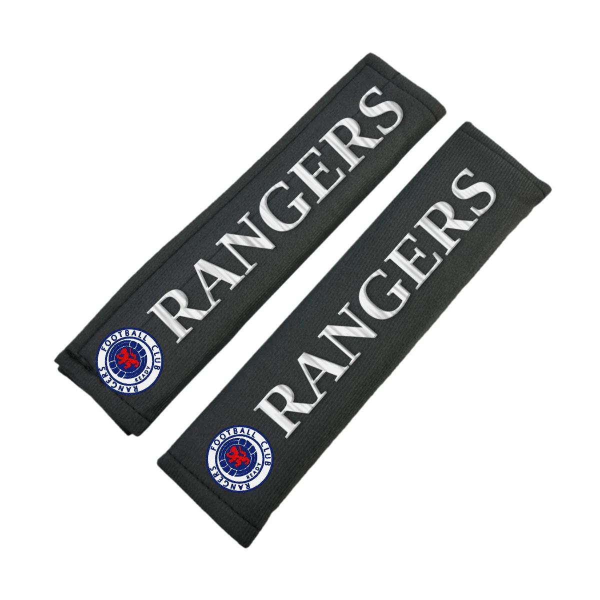 Rangers embroidered seat belt covers (pair) on black covers