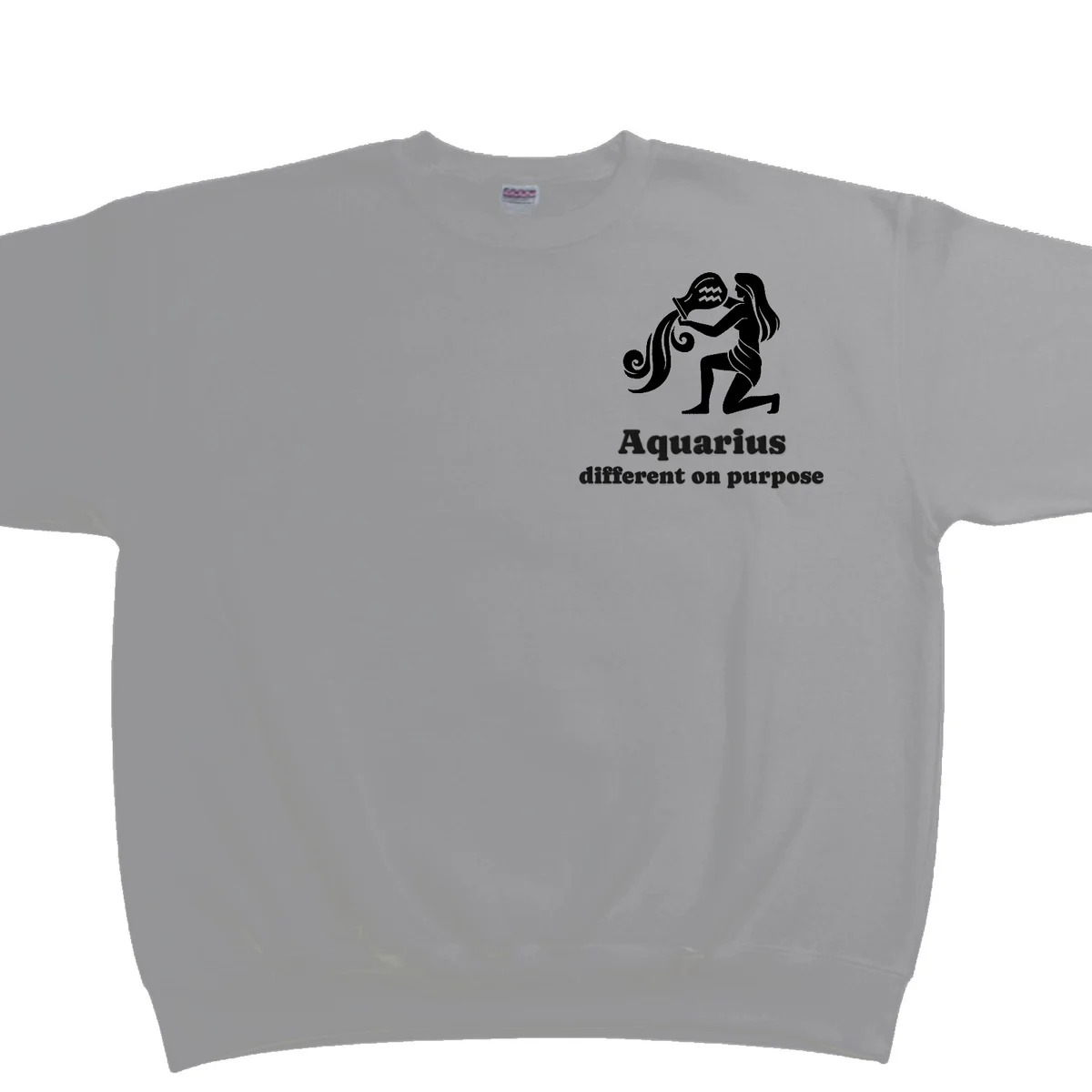 Aquarius zodiac sweatshirt in grey with the Aquarius design and wording embroidered on the left chest