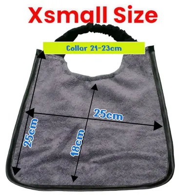 Extra small bib measurements: collar 21 to 23cm, width 25cm, length 18cm in the middle and 25cm at the side